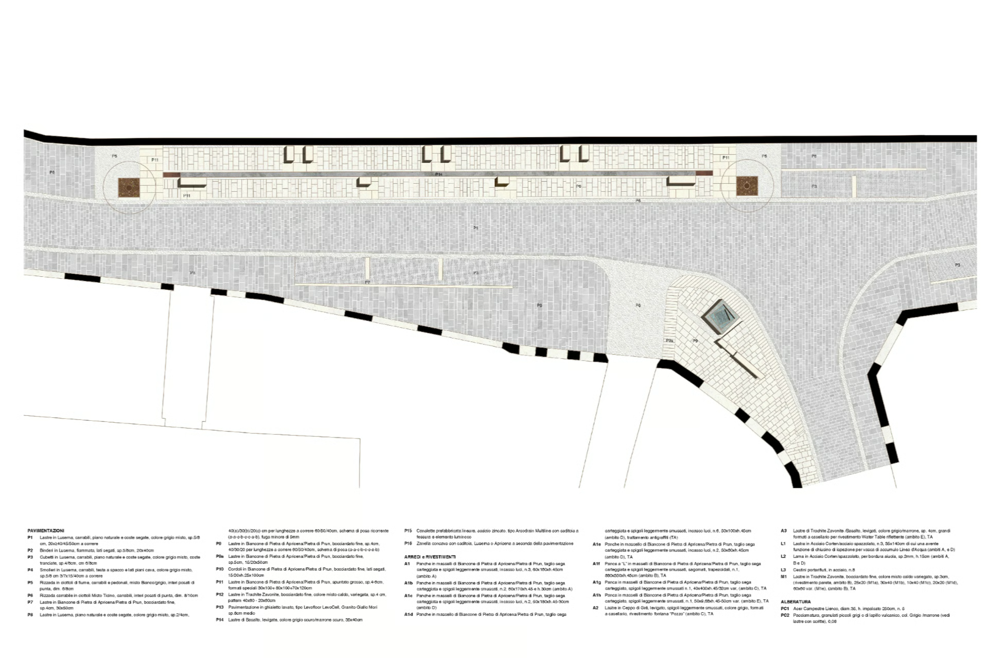 Design of the Spazio pubblico al ‘Pozzo’ (Public space of the ‘well’), plan