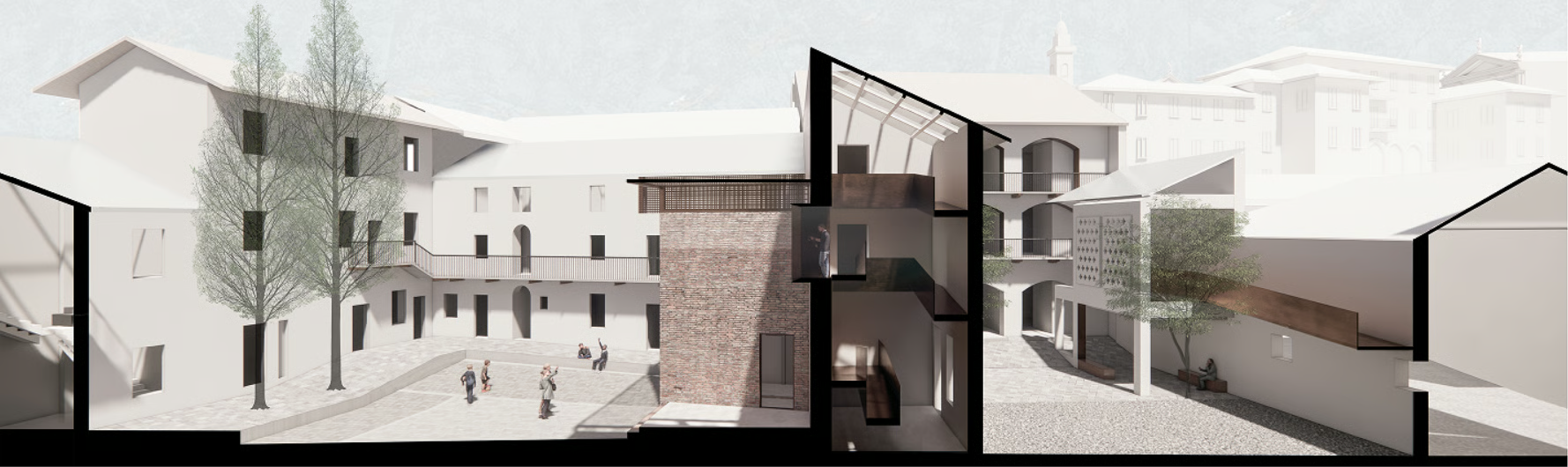 Connecting the large courtyard (left) and the small one (right)