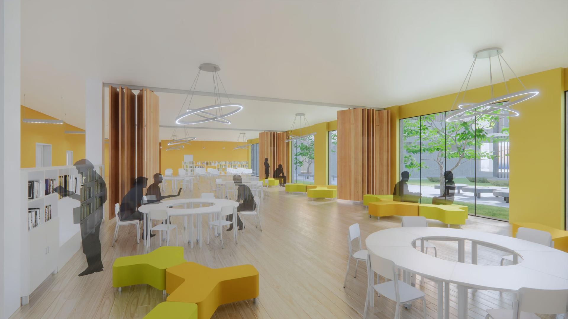 Building D, the connected classrooms next to the entrance as shared learning space